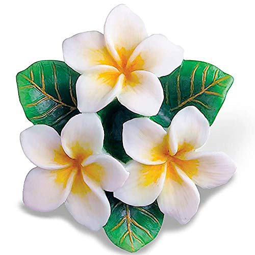 Hawaiian Christmas Ornament with White Plumeria Hand-Painted Decor - 2.5 Inch Keepsake