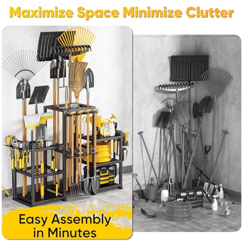 Large Garden Tool Organizer Rack - Holds Up to 86 Tools, Heavy Duty Yard Storage for Garage & Shed