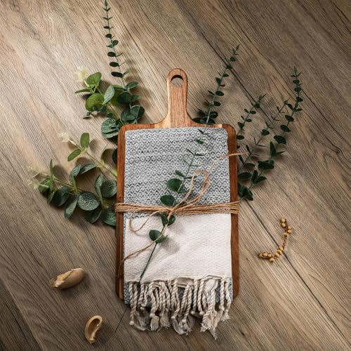 Reallnaive Hostess Gift Set with Cutting Board, Hand Towel & Eucalyptus - 13.8 x 7.1 in