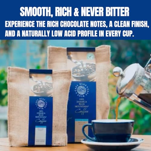 Jamaica Blue Mountain Coffee Beans - 16 oz, JACRA Certified, Medium Roast, Smooth & Low Acid