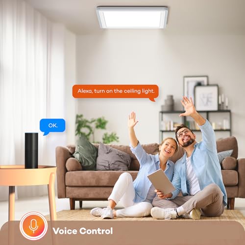 1 Pack WiFi RGB LED Ceiling Light - 13 Inch Flush Mount Fixture for Bedroom & Kitchen with Remote