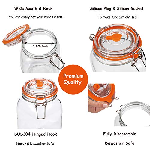 JILLMO 2L Wide Mouth Fermentation Jar Set with Airlocks & Glass Weights - 2 Pack