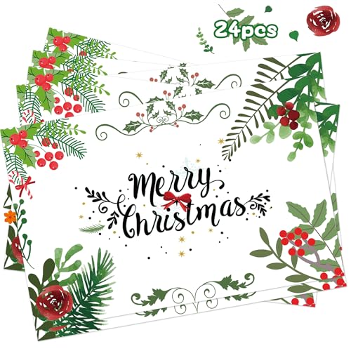 24pcs Christmas Coloring Placemats Santa Gingerbread Snowman Kids Holiday Table Decor