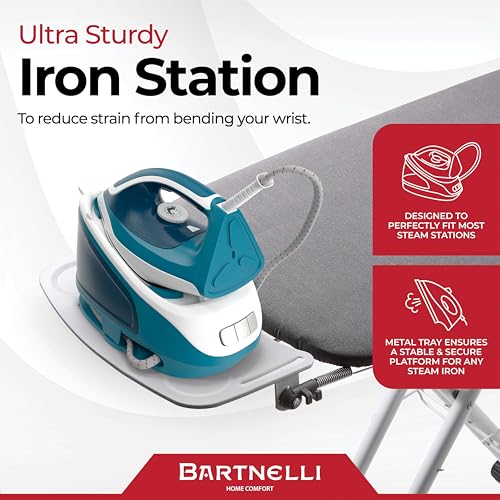 Bartnelli Extra Wide Ironing Board 19x48 with Heat-Resistant Cover & Iron Rest