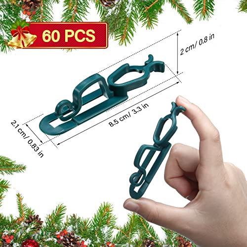 Blulu 60 Pcs Christmas Light Clips for Gutters – Green, Outdoor Hooks