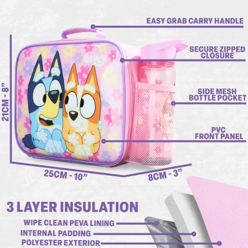 Bluey Girls Lunch Bag Set with Bento Box & Water Bottle - Pink/Multi, 3 Piece