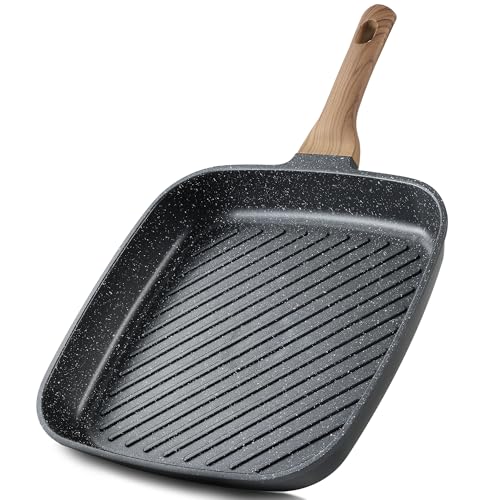 11 Inch Nonstick Grill Pan for Steak - Premium Granite Coating