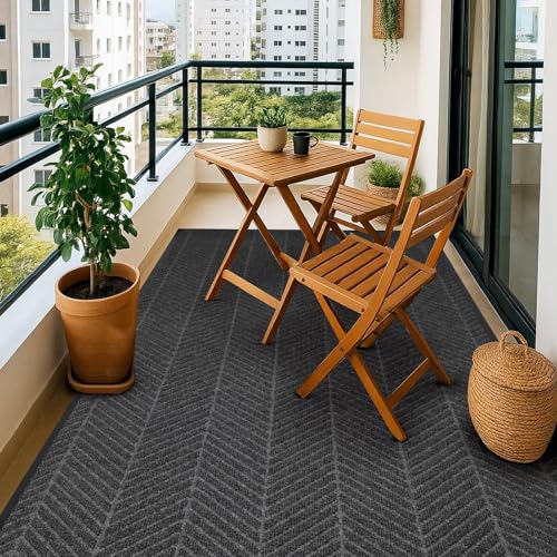 Dark Grey 5' x 7' Indoor Outdoor Heavy Duty Front Door Mat - Entryway Rug