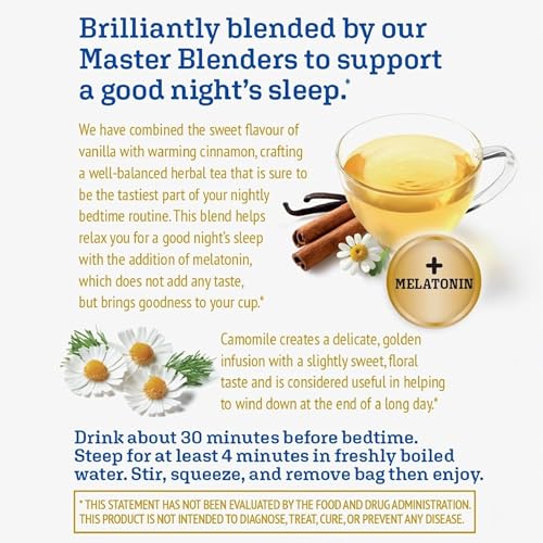 Camomile Sleep Herbal Tea with Melatonin - Twinings Superblends, 16 Tea Bags, Pack of 6