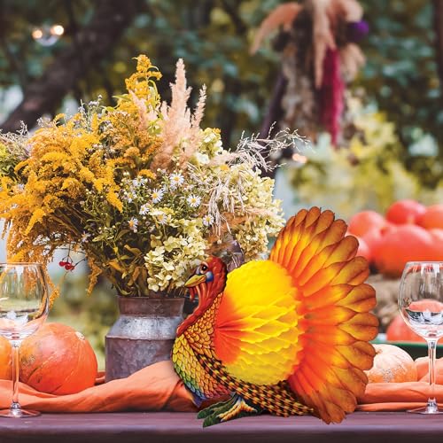 Beistle Colorful Tissue Turkey Centerpiece
