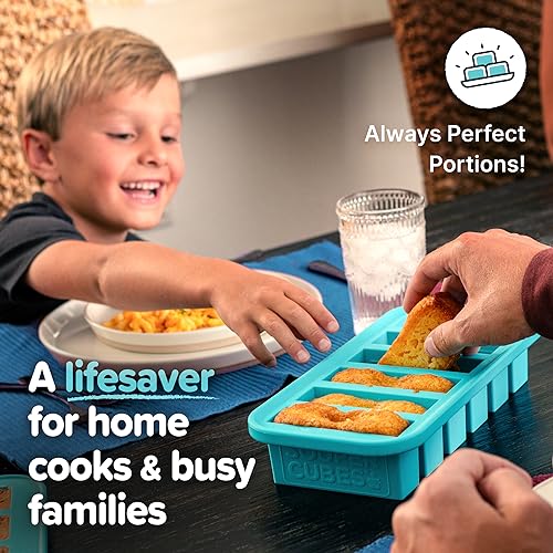 Souper Cubes 1/2 Cup Silicone Freezer Molds with Lids - Aqua 2-Pack