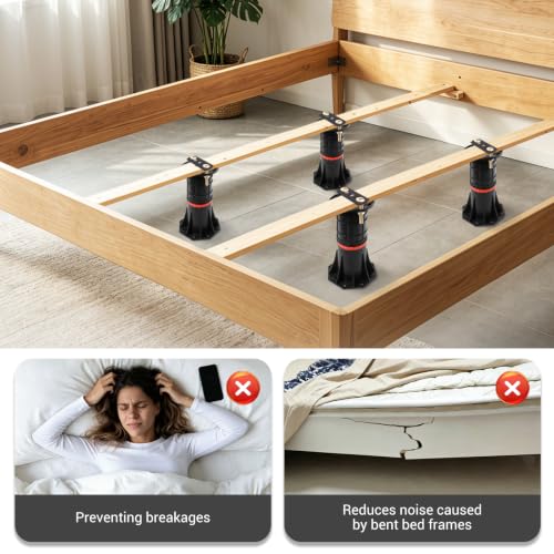 LOSCHEN Adjustable Bed Support Legs 8.4-13.5 Inch, Heavy Duty Reinforcement Feet (8pcs)