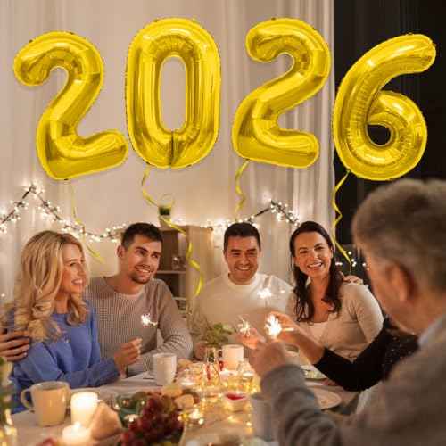 2026 Balloons, 40 Inch 2026 Number Balloons Gold 2026 Balloon Large Foil New Year Balloon Numbers 2026 Mylar Baloons for Birthday Christmas Graduation New Years Eve Party Supplies Decorations