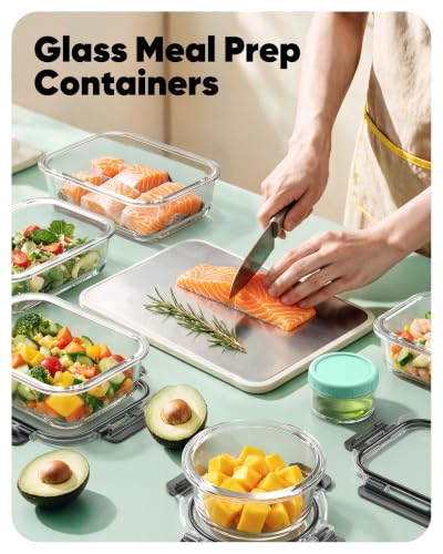 40 PCS Glass Food Storage Containers Set with Leak-Proof Lids - BPA-Free, Microwave & Dishwasher Safe