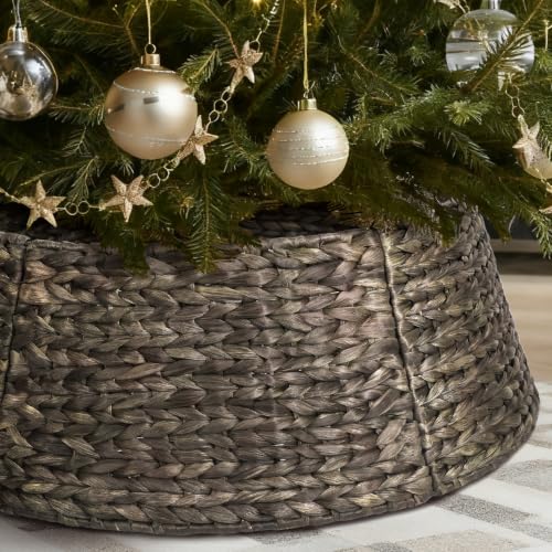 Yonsya 26 in Chestnut Rattan Christmas Tree Collar - 5-Piece Tree Skirt for 4-7.5 ft Trees