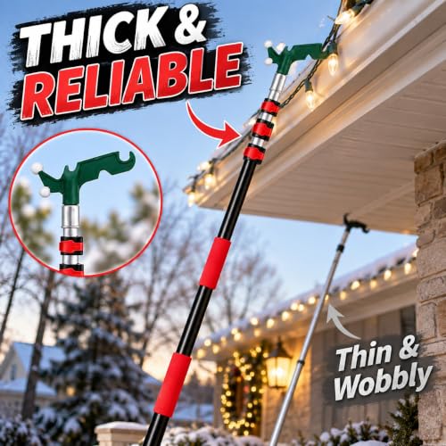 KINGPOUL 18ft Telescoping Christmas Light Extension Pole with Utility Hooks