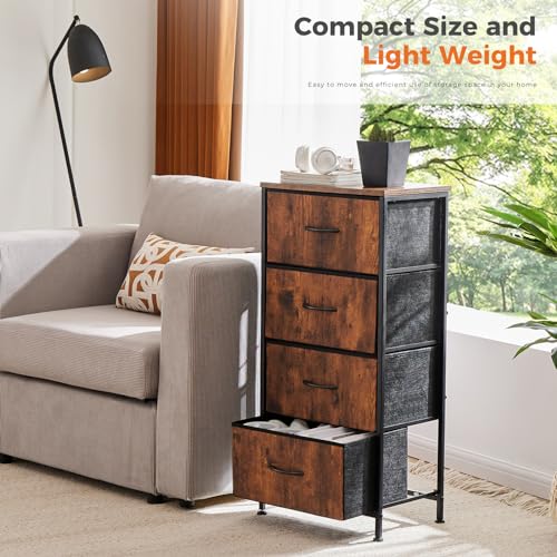 Brown 4-Drawer Dresser for Bedroom Storage Organizer - Sweetcrispy