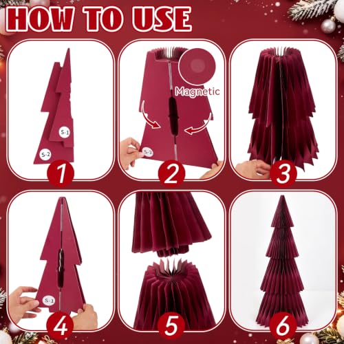 PAPER JAZZ Red Middle Large 2-Pack Honeycomb Christmas Trees – 37" & 27" Floor Decor (Variation: Red Middle)