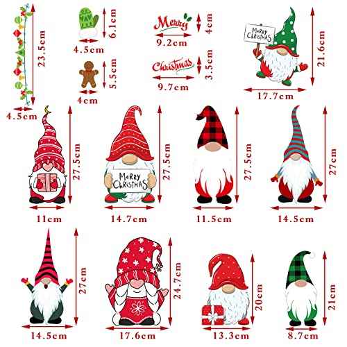 9 Sheet Christmas Gnomes Wall Stickers - Winter Gnomes Wall Decals - Vinyl Stickers for Living Room & Bedroom