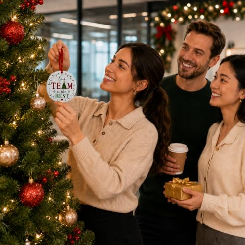 Team Christmas Ornament Coworker Gift With Gift Box (4) – White Ceramic Ornament