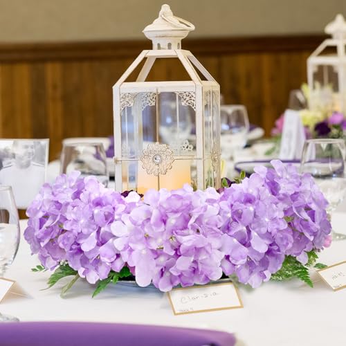 Tigeen 200 Pcs Lavender Hydrangea Artificial Flowers Bulk, 7.48 Inch