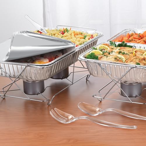 Chafing Dish Buffet Set Disposable 30 Piece Party Serving Kit Includes Chafing Kits with Lids and Serving Utensils for All Types of Parties and Events | Disposable Party Set