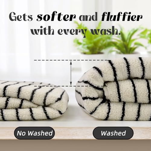 Jacquotha Black and Ivory 8-Piece Cotton Towel Set - Soft Absorbent Bathroom Towels