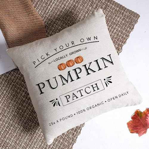 Fall Pumpkin Patch Throw Pillow Covers Autumn Harvest Pillow Case 20 x 20 Inch Farmhouse Decorations