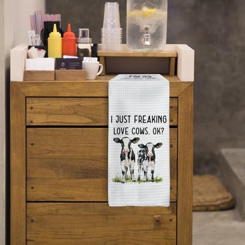 Tzhim Cow Kitchen Hand Towels - Funny Cow Gifts for Women, 16x24 Inch, Color-1