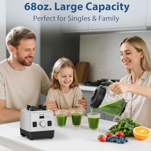 Aeitto Silver 68oz Blender with 1800W Power, 3 Preset Programs & 7 Speeds