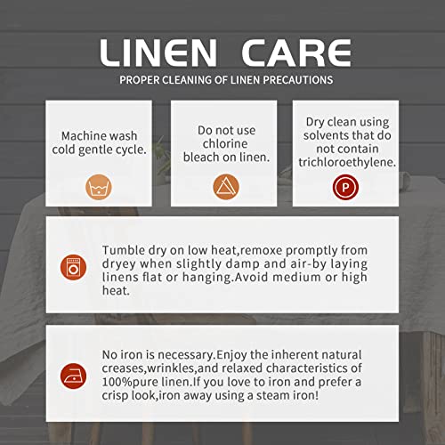 Natural Linen Rectangle Tablecloth 120x60 Inches for Dining & Events - Machine Washable, Elegant Rustic Decor