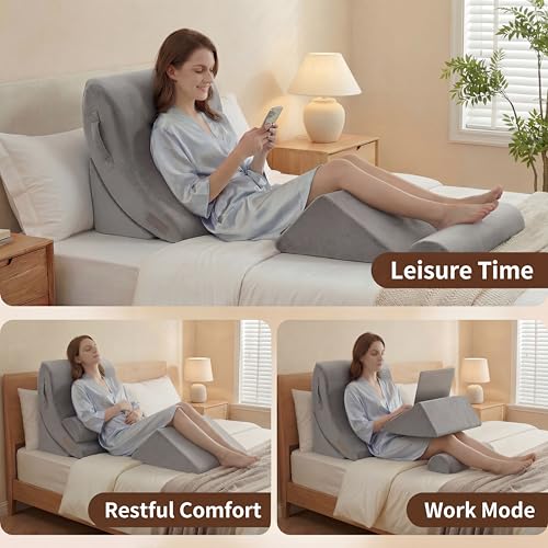 Grey Axelrod 4-Piece Orthopedic Bed Wedge Set - 21.8" Foam Support Cushions