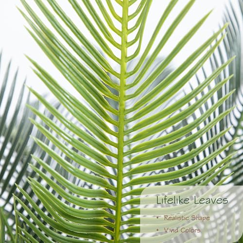 4ft UV-Resistant Faux Sago Palm Tree with Natural Bark & Lifelike Leaves for Indoor Outdoor Decor