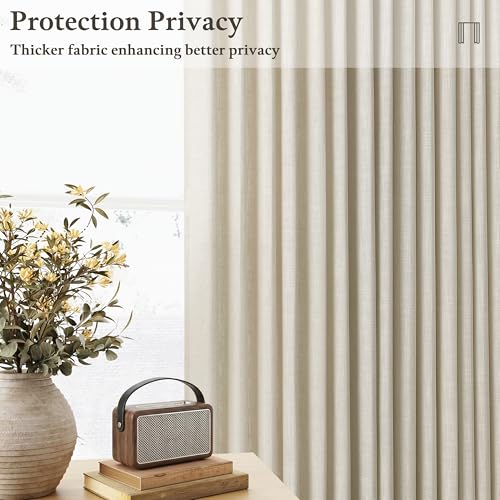 Linen Pleated Light Filtering Curtains Pack of 2 - 50W x 102L, Beige