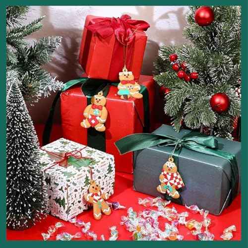 Gingerbread Christmas Tree Decorations 12Pcs - DIY Ornaments for Indoor Hanging - Mini Xmas Tree Decor - Craft Gingerbread Ornaments