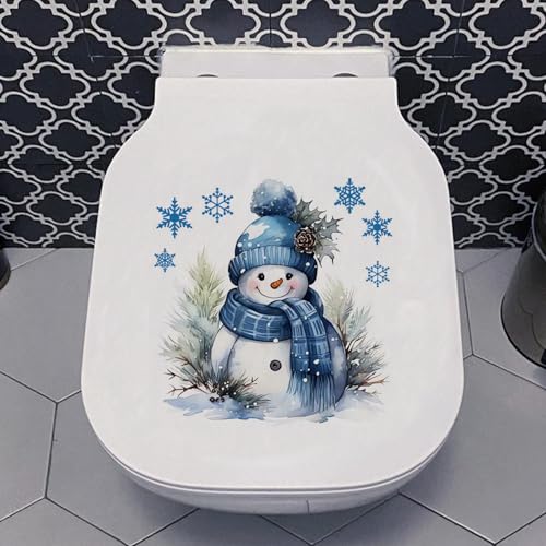HeartYue 3 Sheets Christmas Toilet Lid Stickers - Holiday Decals for Festive Bathroom Decor