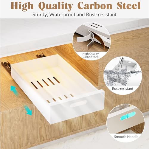 HBL' White 21" Deep Pull Out Cabinet Organizer 10" Wide, 2 Pack - Frameless Kitchen Shelves
