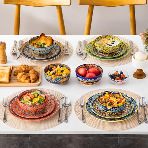 Vancasso 6-Piece Colorful Porcelain Cereal Bowls Set, 28oz Kitchen Dinnerware
