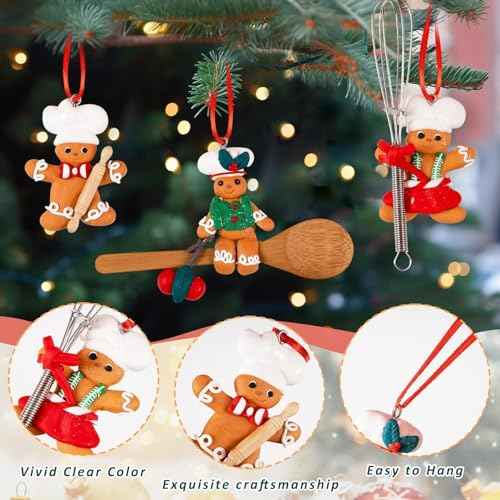 GuassLee Chef Gingerbread Christmas Decorations for Tree Apron Ornaments for Kids Christmas Tree Kitchen Baking Home Decor