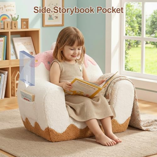 OUOZZZ Kids Chair Comfy for Girls 1-6 Years Old, Soft Sherpa Toddler