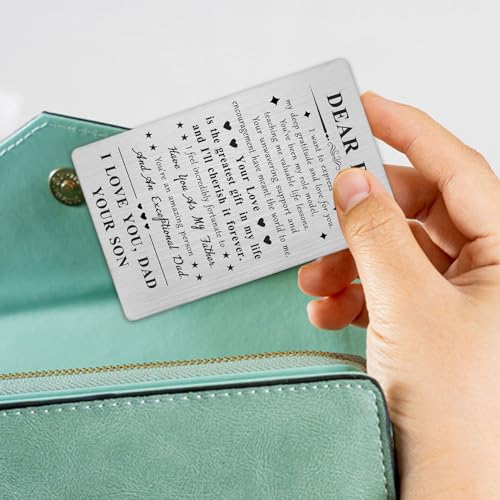 Personalized Dad Wallet Card Gift from Son - Engraved Stainless Steel Keepsake for Father's Day