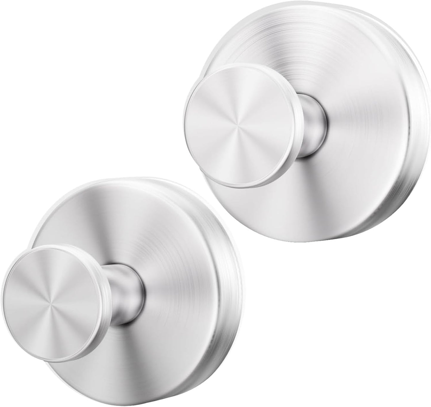 Skiennix Suction Cup Hooks - Removable Bathroom Shower Wall Holders | 2 Pack Silver for Towels & Wreaths