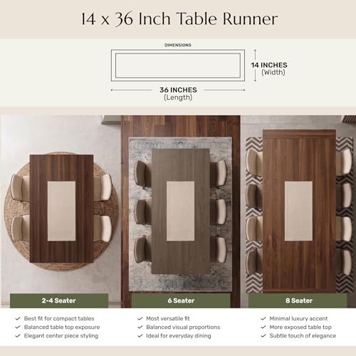 Solino Home Natural Linen Table Runner 14 x 36 inches Gingham Check - Pure European Flax