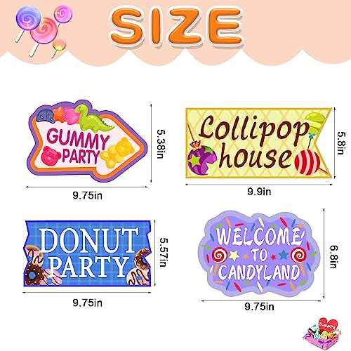 20 PCS Candyland Party Decorations, Candy Land Party Sign Welcome Candyland Candy House Donut Party for Sweet Candy Theme Party Supplies
