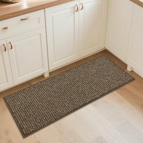 Brown Kitchen Runner Rug 20x48 Inch Non-Slip Floor Mat for Kitchen