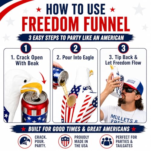 Patriotic Eagle Beer Funnel 60oz with American Flag Design - Made in USA