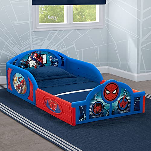 Spider-Man Toddler Bed with Guardrails - Plastic Sleep & Play Bed for 15 Months+ - Blue & Red