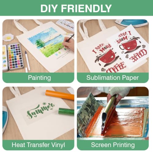 Natural Canvas Tote Bags 50 Pack - 13x15 Inches DIY Customization