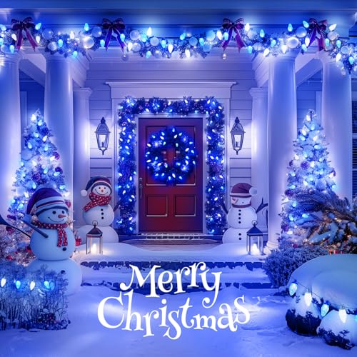 Brightown 2 Pack Blue and White C9 LED Christmas String Lights - 33ft