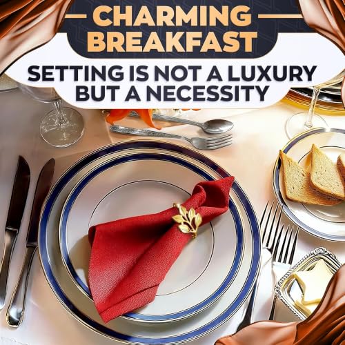 LEGLO 20 Pcs Gold Leaf Napkin Rings Set with 1.38 Inch Inner Diameter for Holiday & Wedding Decor